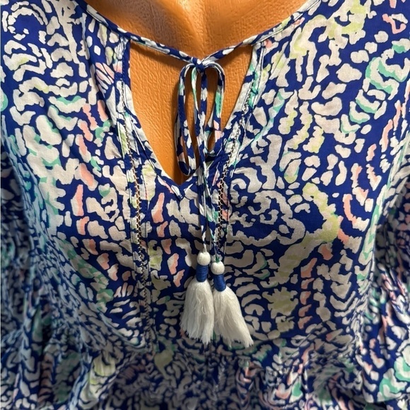 Lilly Pulitzer Tunic Women's Medium Kahli Blue Grotto Move It Or Lose It Coral - Picture 7 of 15